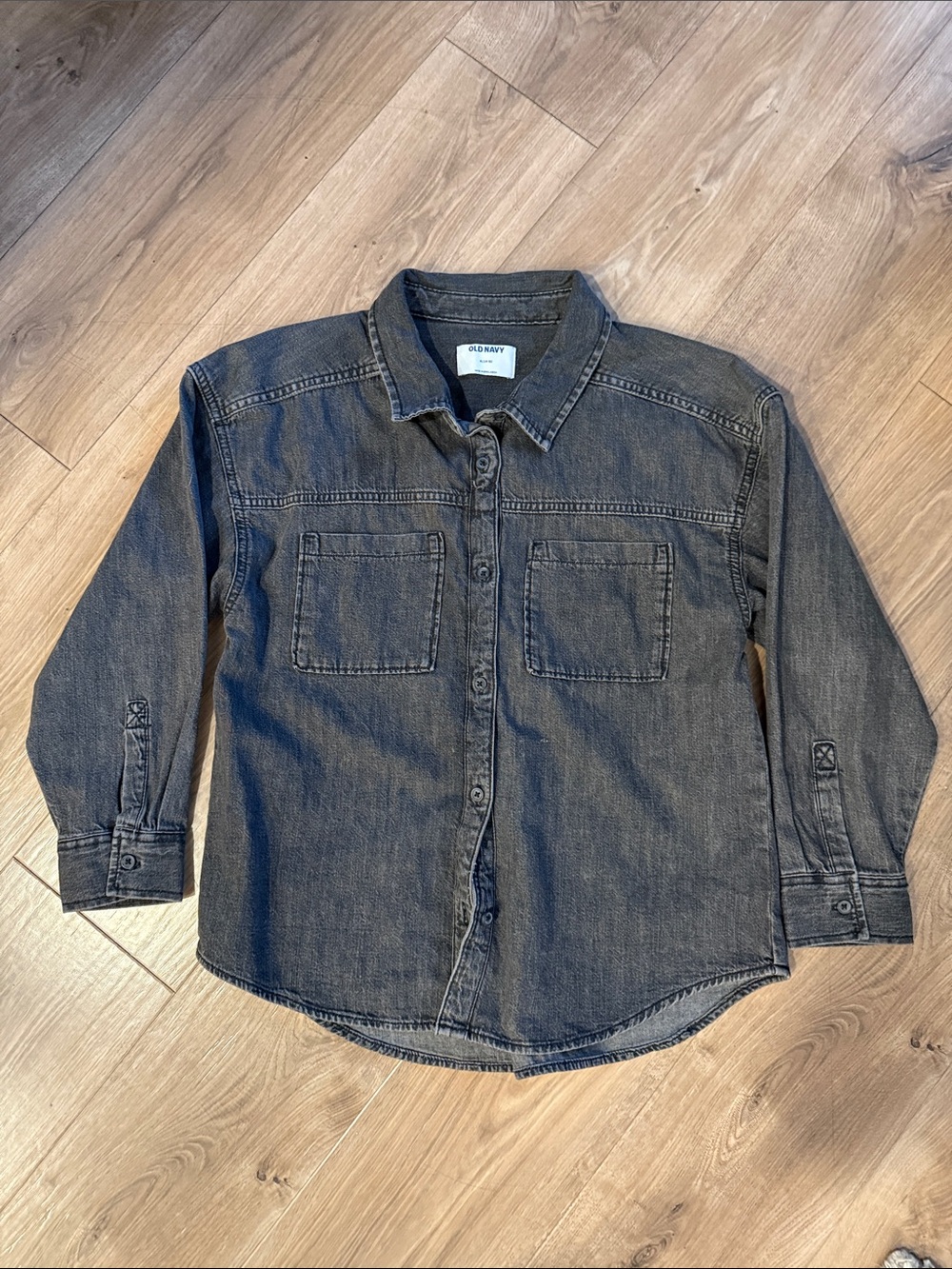 Old Navy Washed Charcoal Denim Shirt Jacket